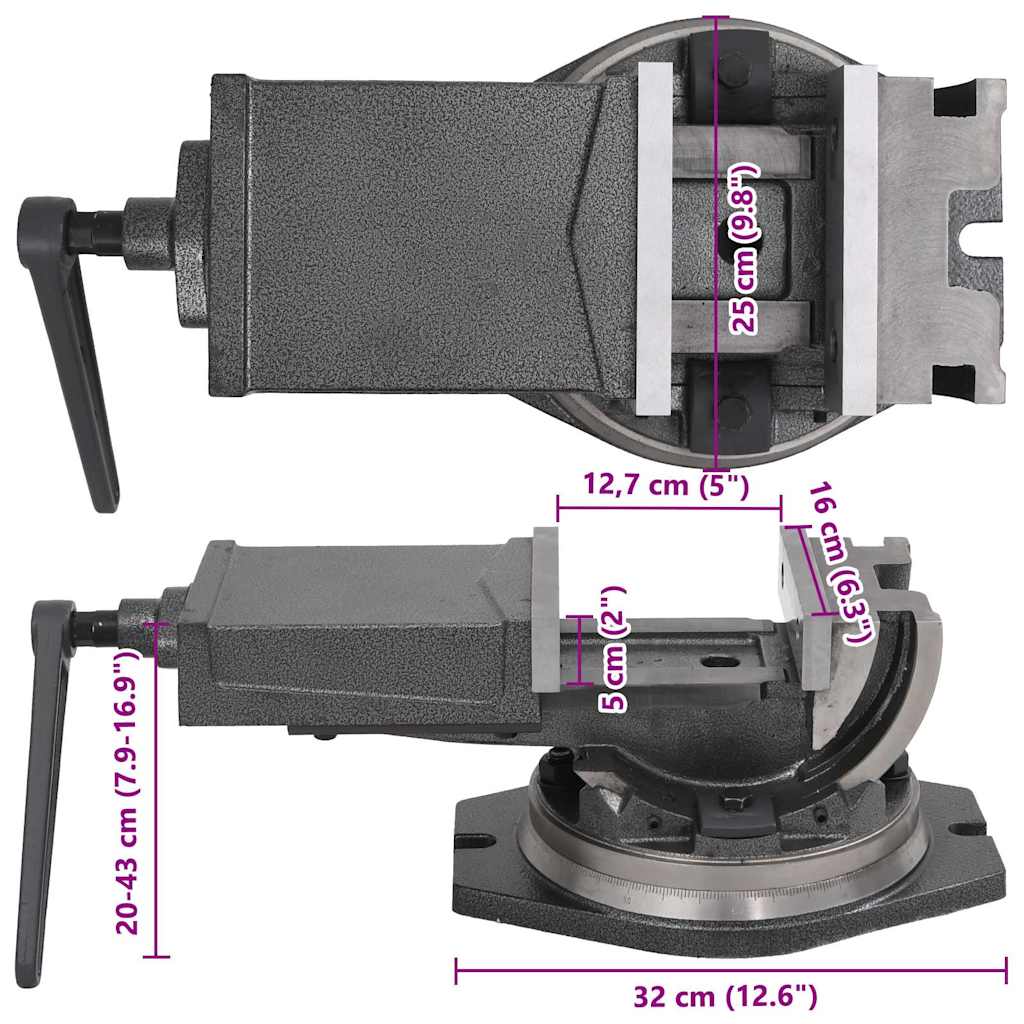 145391 vidaXL 2-Axis Tilting Vice 160 mm