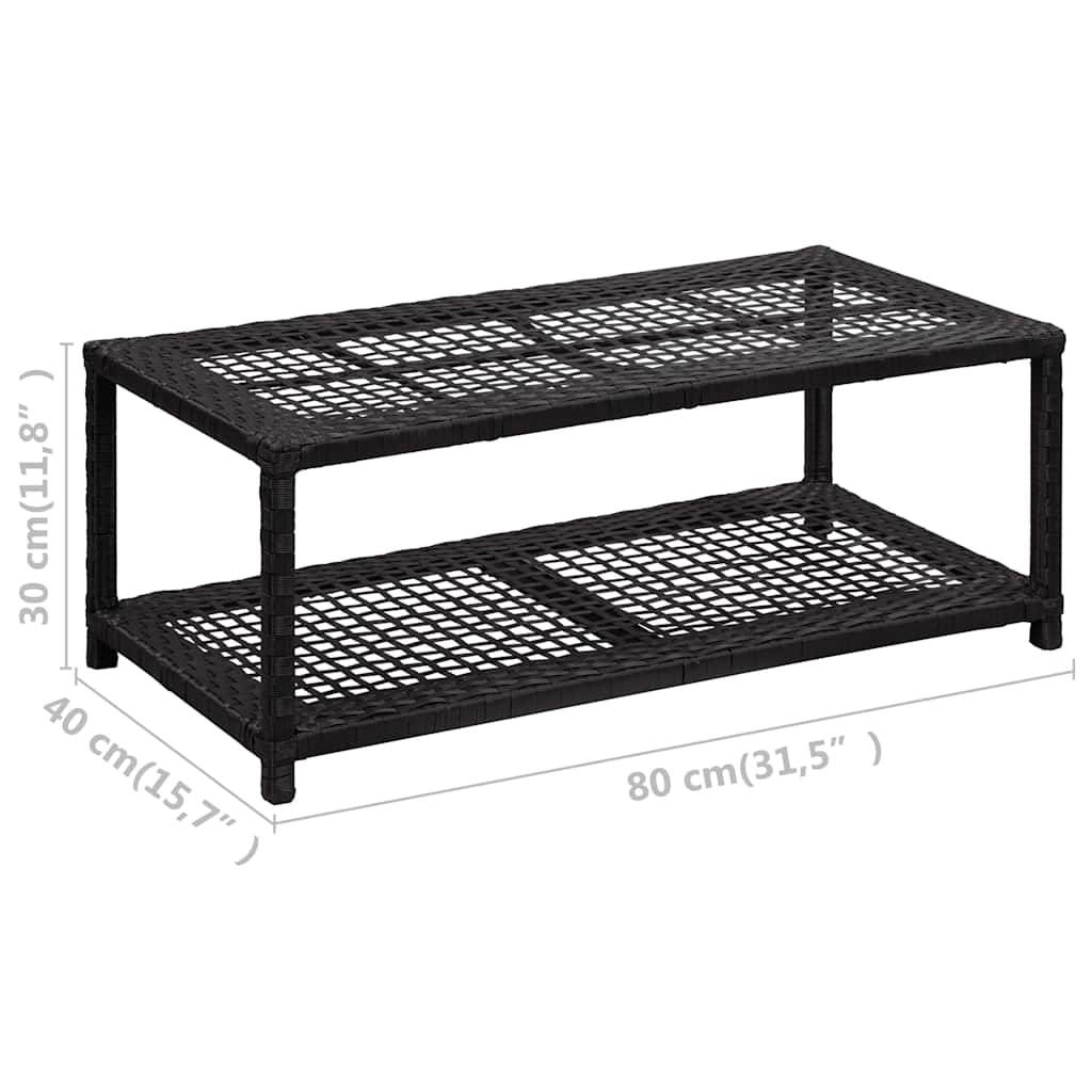 46978 vidaXL Shoe Bench Black 80x40x30 cm Poly Rattan