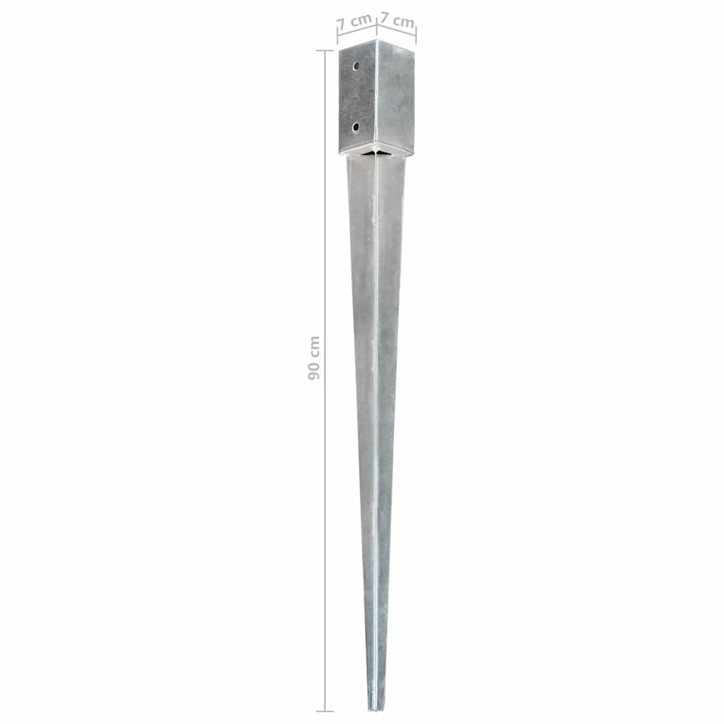 145405 vidaXL Ground Spikes 6 pcs Silver 7x7x90 cm Galvanised Steel