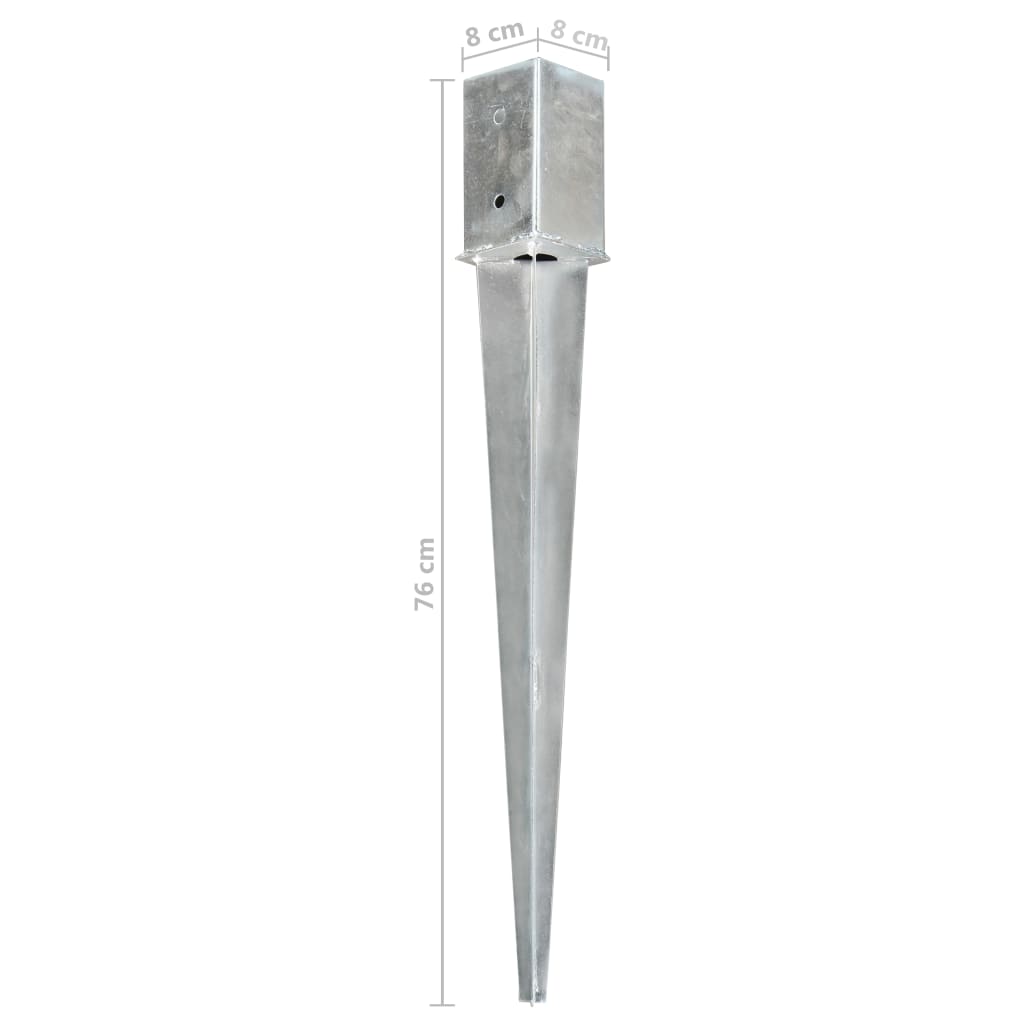 Ground Spikes 12 pcs Silver 8x8x76 cm Galvanised Steel