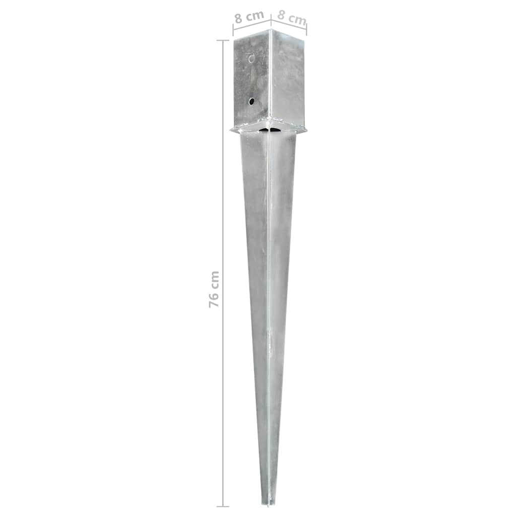 145409 vidaXL Ground Spikes 12 pcs Silver 8x8x76 cm Galvanised Steel