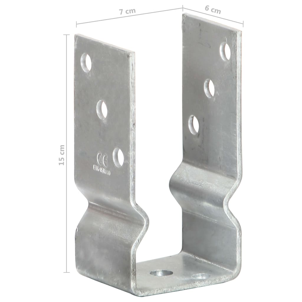 145327 vidaXL Fence Anchors 6 pcs Silver 7x6x15 cm Galvanised Steel