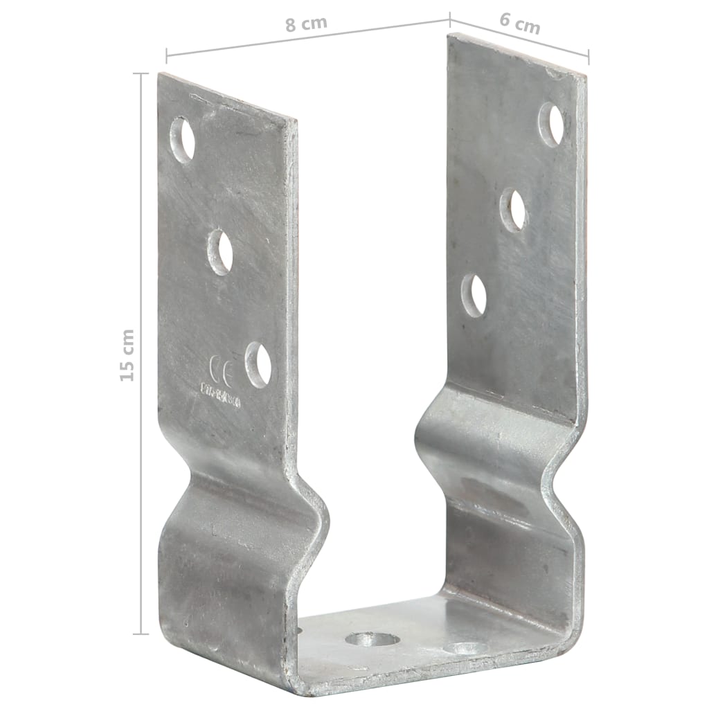 145330 vidaXL Fence Anchors 6 pcs Silver 8x6x15 cm Galvanised Steel