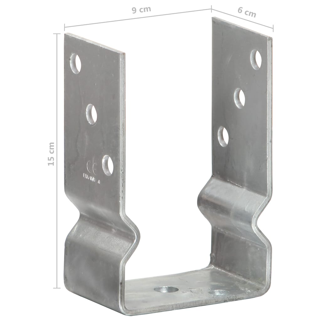 145333 vidaXL Fence Anchors 6 pcs Silver 9x6x15 cm Galvanised Steel