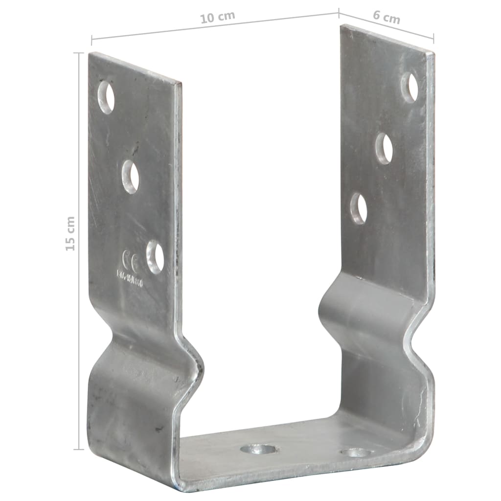 145336 vidaXL Fence Anchors 6 pcs Silver 10x6x15 cm Galvanised Steel
