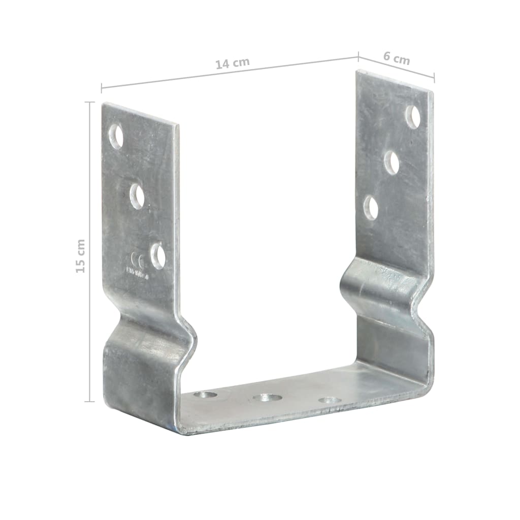 145342 vidaXL Fence Anchors 6 pcs Silver 14x6x15 cm Galvanised Steel