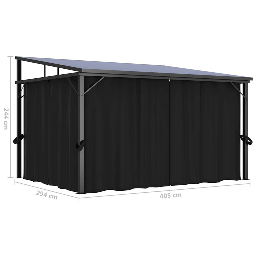 48599 vidaXL Gazebo with Curtain 405x294x244 cm Anthracite