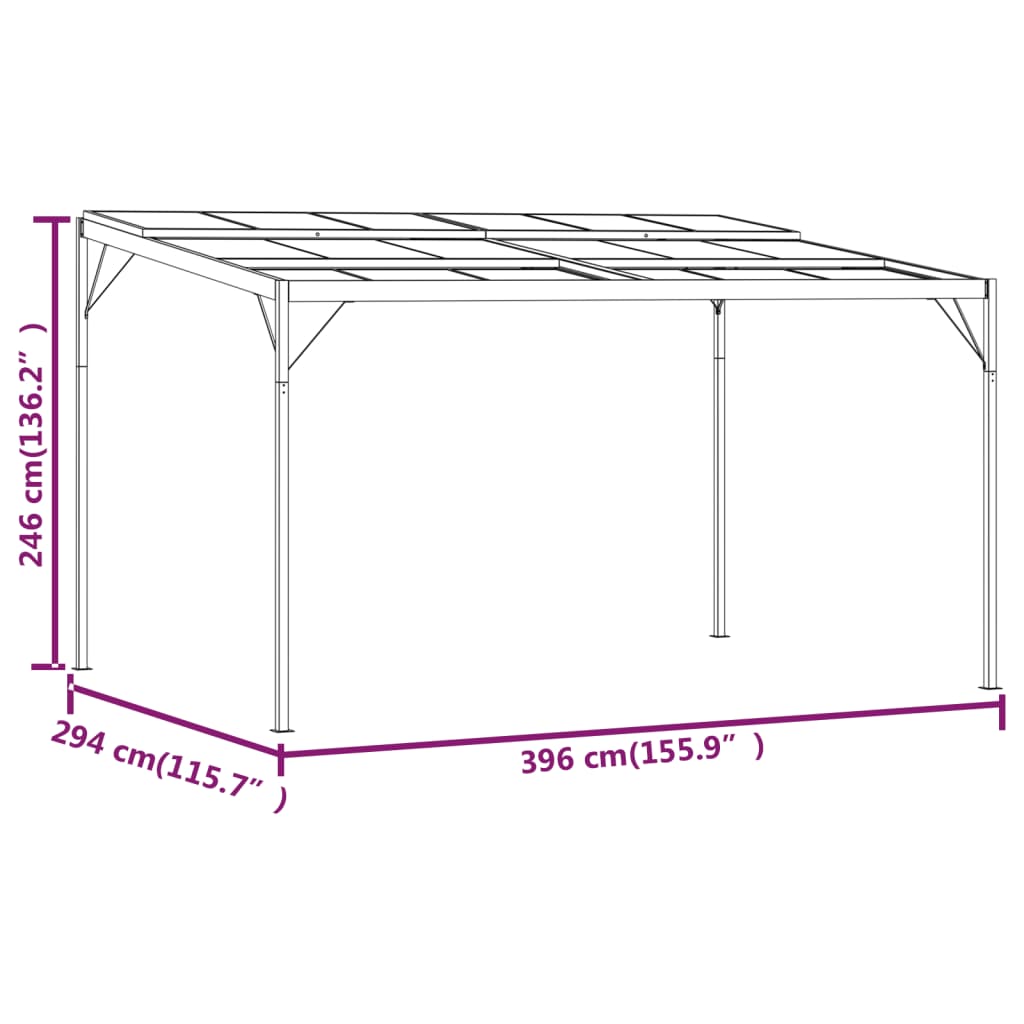 Gazebo with Roof Anthracite 4x3x2,5 m Aluminium and Steel