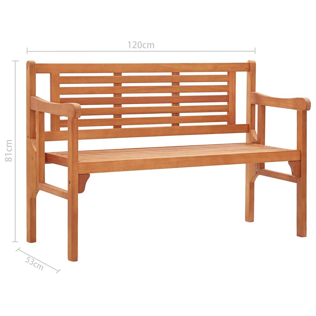 47293 vidaXL Foldable Garden Bench 120 cm Solid Eucalyptus Wood
