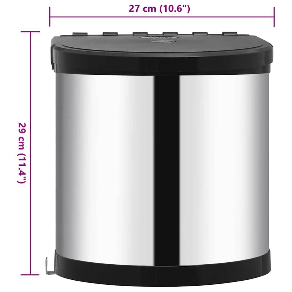 51171 vidaXL Kitchen Built-in Dust Bin Stainless Steel 8 L