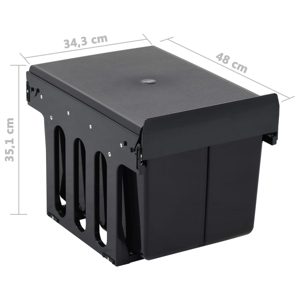 51179 vidaXL Kitchen Cupboard Pull-out Dustbin Soft-Close 36 L