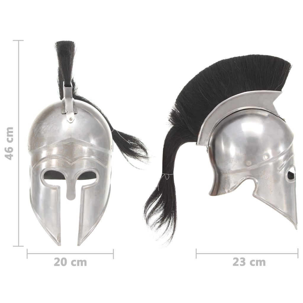 286229 vidaXL Greek Warrior Helmet Antique Replica LARP Silver Steel