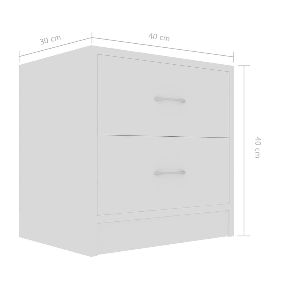 801036 vidaXL Bedside Cabinets 2 pcs White 40x30x40 cm Engineered Wood