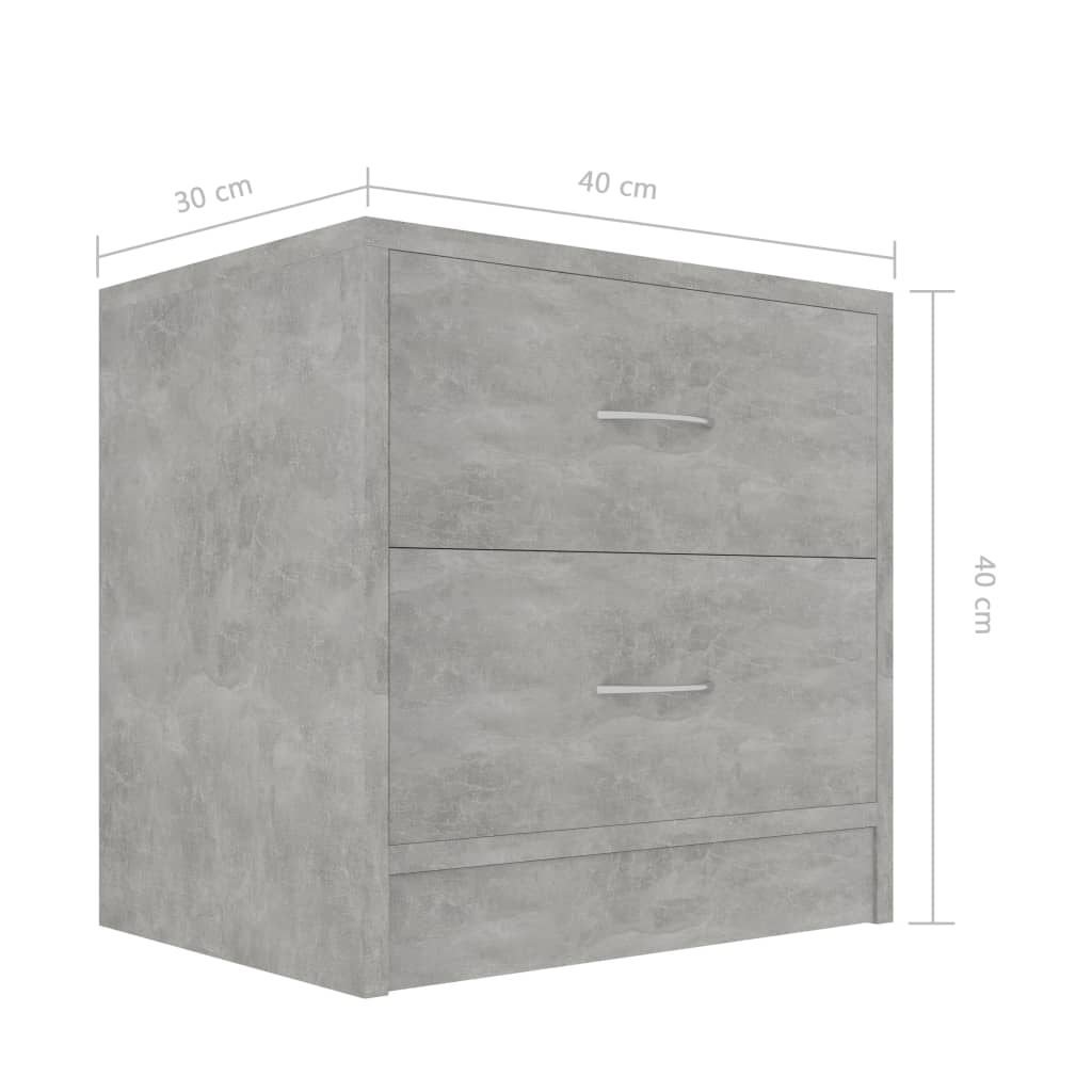 801043 vidaXL Bedside Cabinet Concrete Grey 40x30x40 cm Engineered Wood