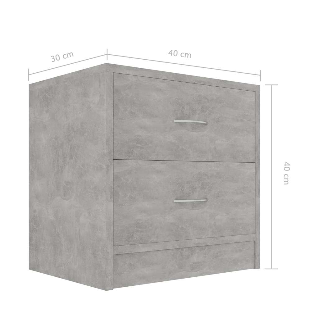 801044 vidaXL Bedside Cabinets 2 pcs Concrete Grey 40x30x40 cm Engineered Wood