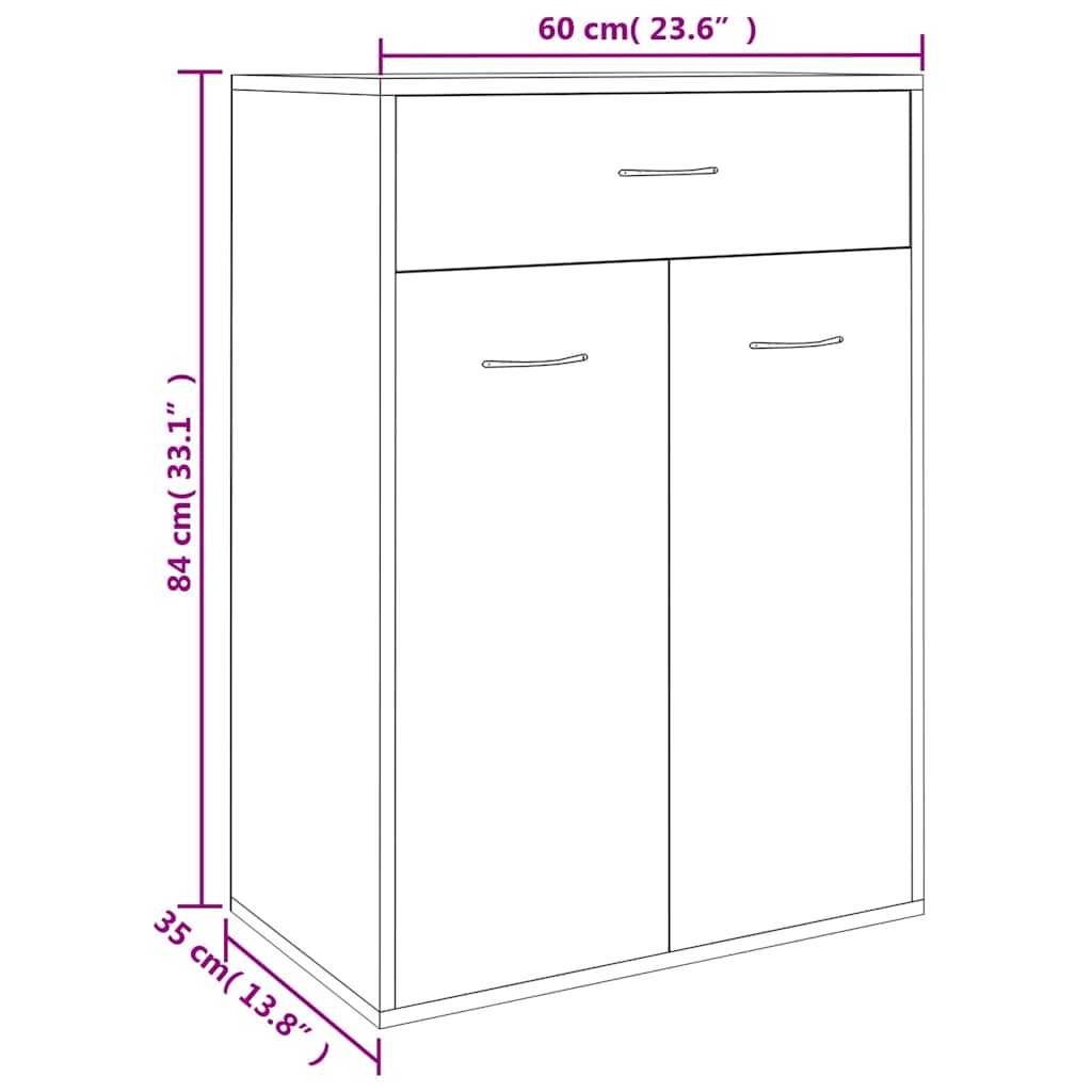 801075 vidaXL Shoe Cabinet Concrete Grey 60x35x84 cm Engineered Wood