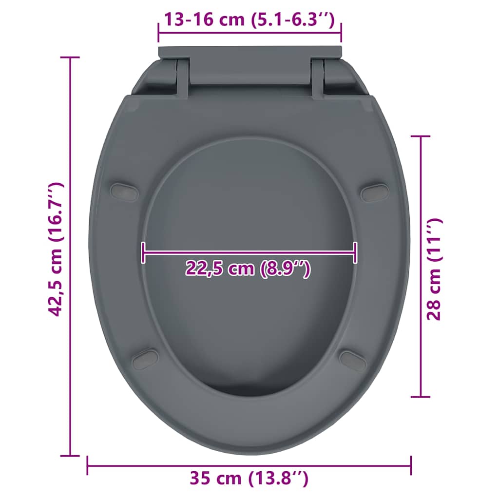 Soft-Close Toilet Seat Grey Oval