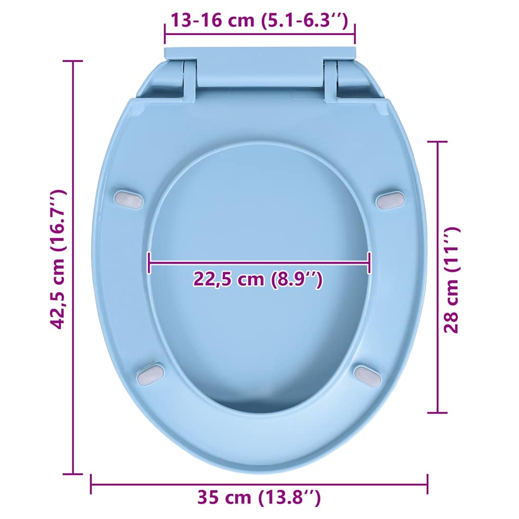 Soft-Close Toilet Seat Quick Release Blue Oval