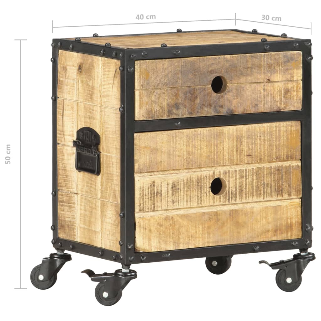 Bedside Cabinet 40x30x50 cm Rough Mango Wood