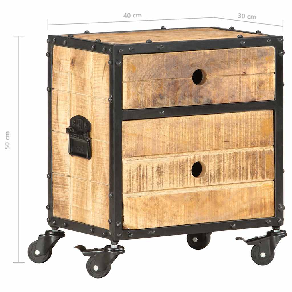 286379 vidaXL Bedside Cabinet 40x30x50 cm Rough Mango Wood