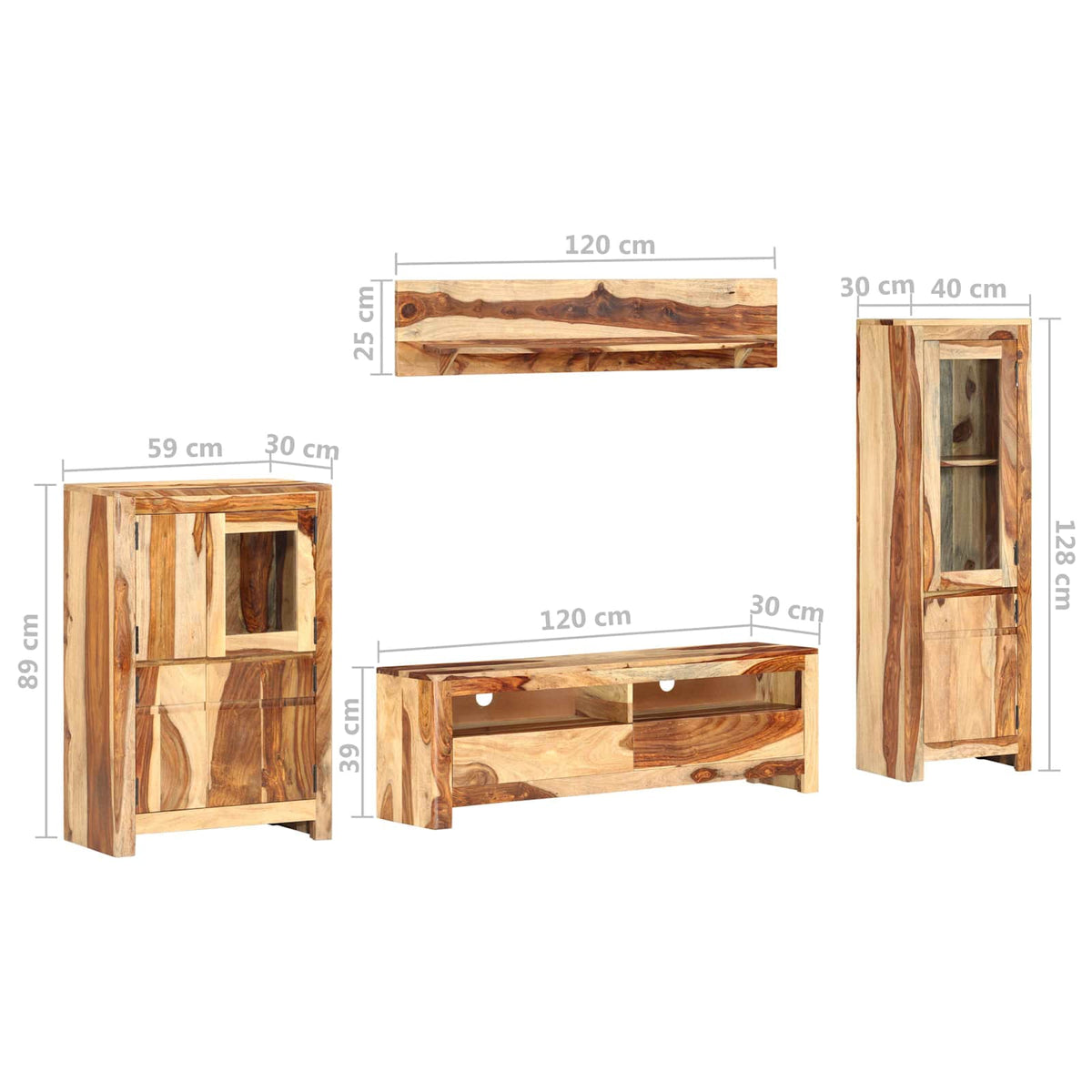 TV Unit Set with Drawer Brown 120 x 30 x 39 cm Wood