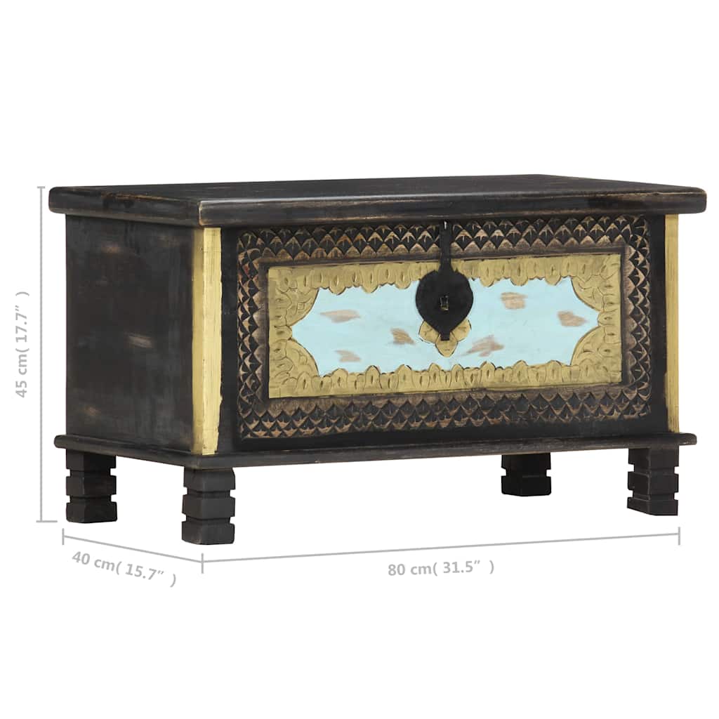 286396 vidaXL Storage Chest Black 80x40x45 cm Solid Mango Wood