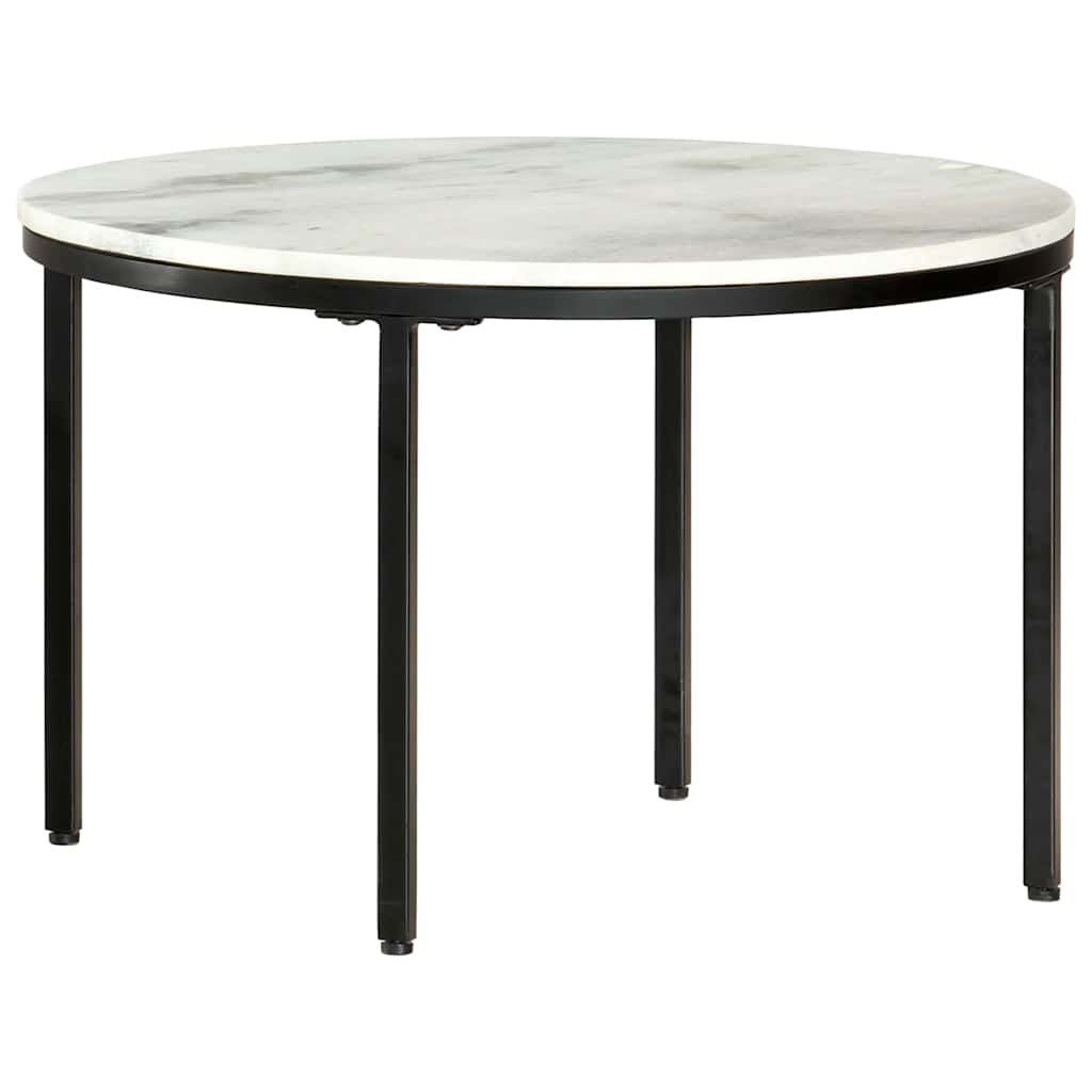 286410 vidaXL Coffee Table White and Black Ø65 cm Real Solid Marble