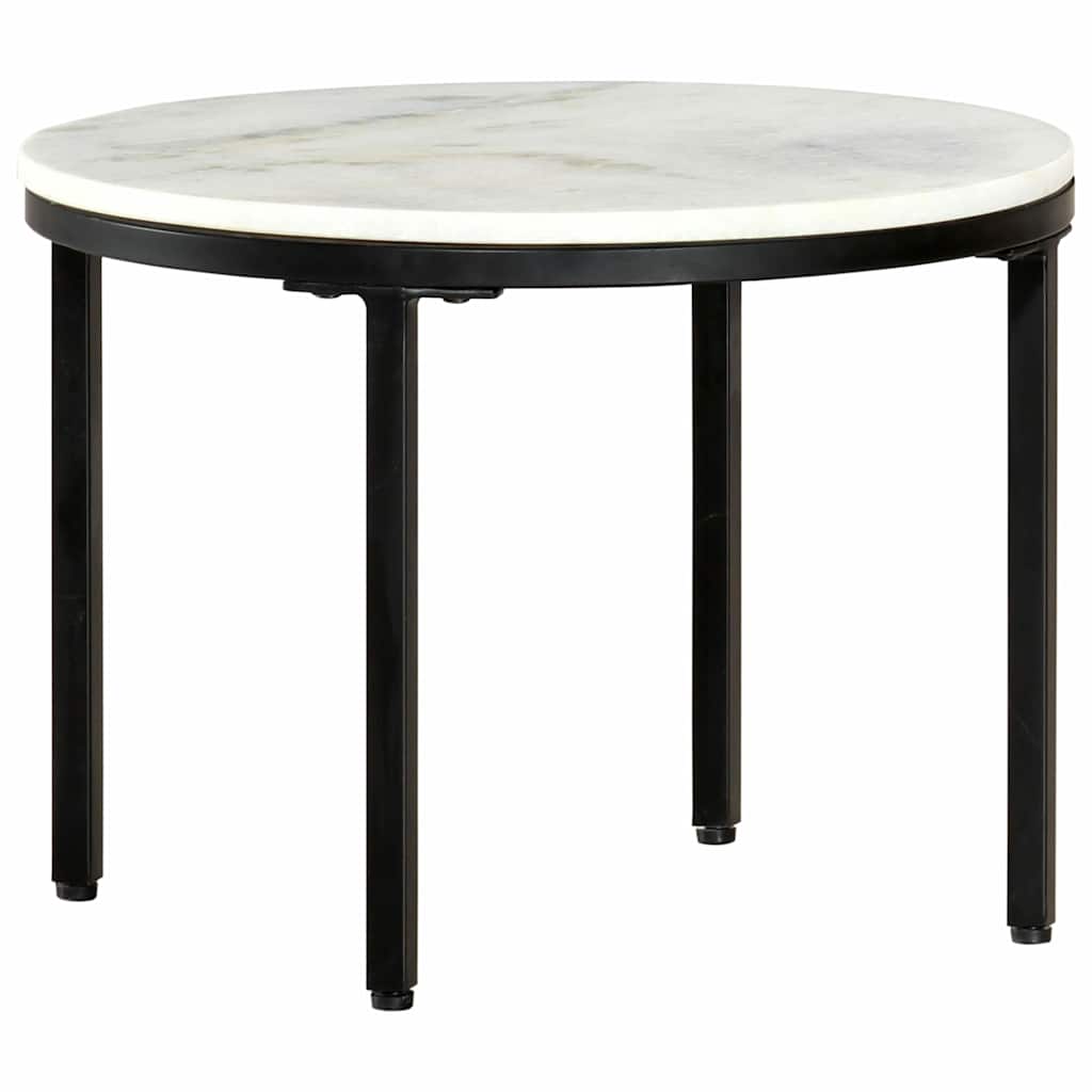 286411 vidaXL Coffee Table White and Black Ø50 cm Real Solid Marble