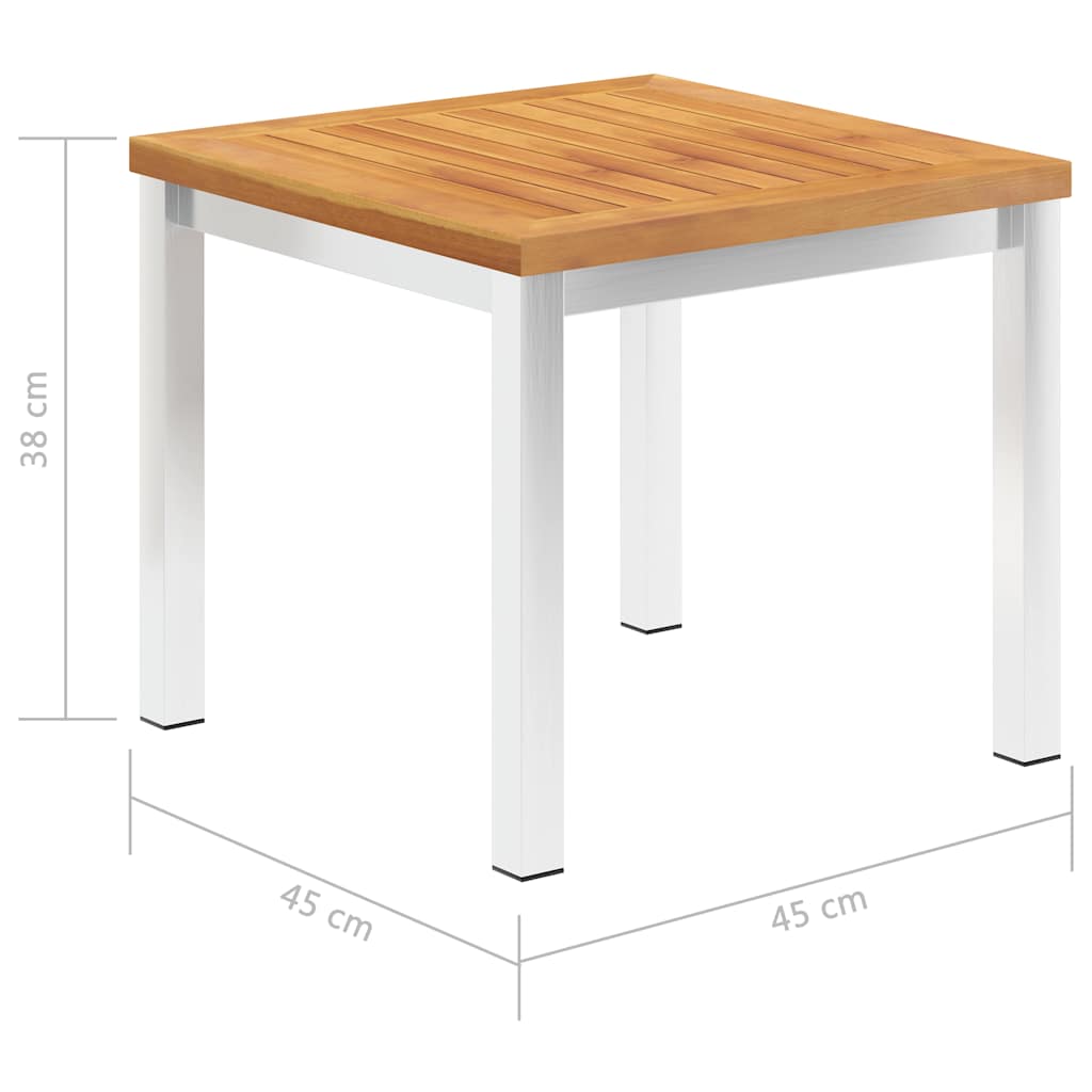 Garden Side Table 45x45x38 cm Solid Acacia Wood&Stainless Steel