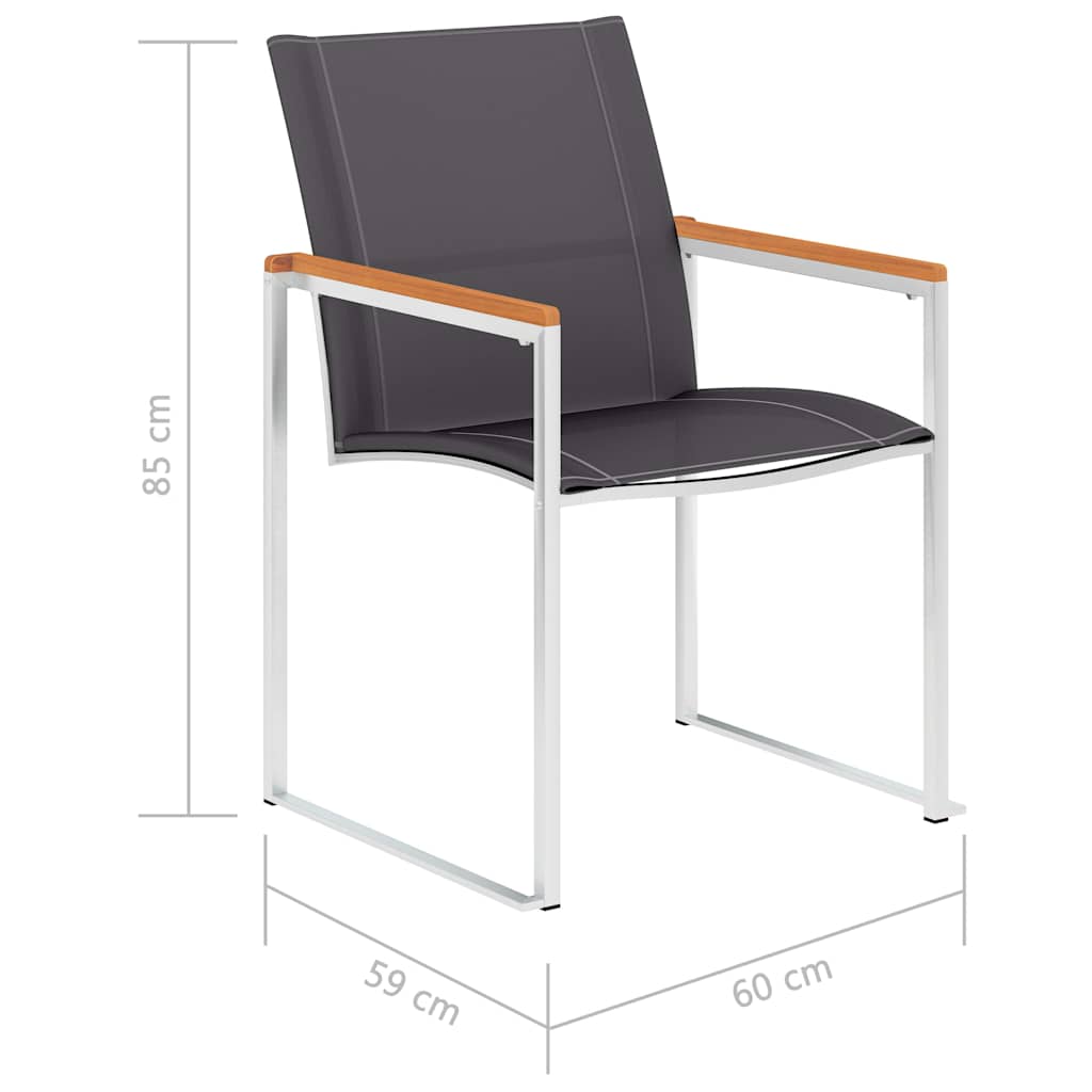 46496 vidaXL Garden Chairs 4 pcs Textilene and Stainless Steel Grey
