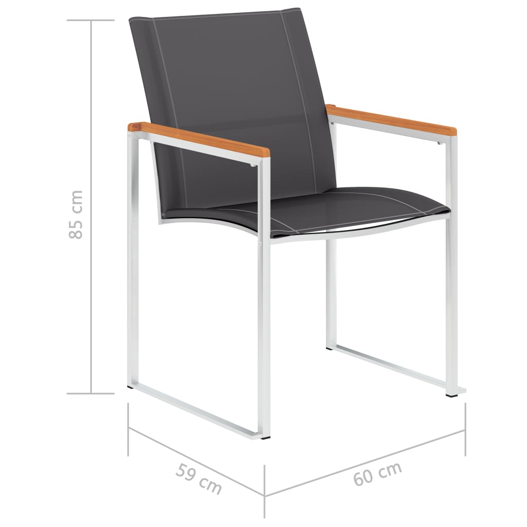 46497 vidaXL Garden Chairs 2 pcs Textilene and Stainless Steel Grey