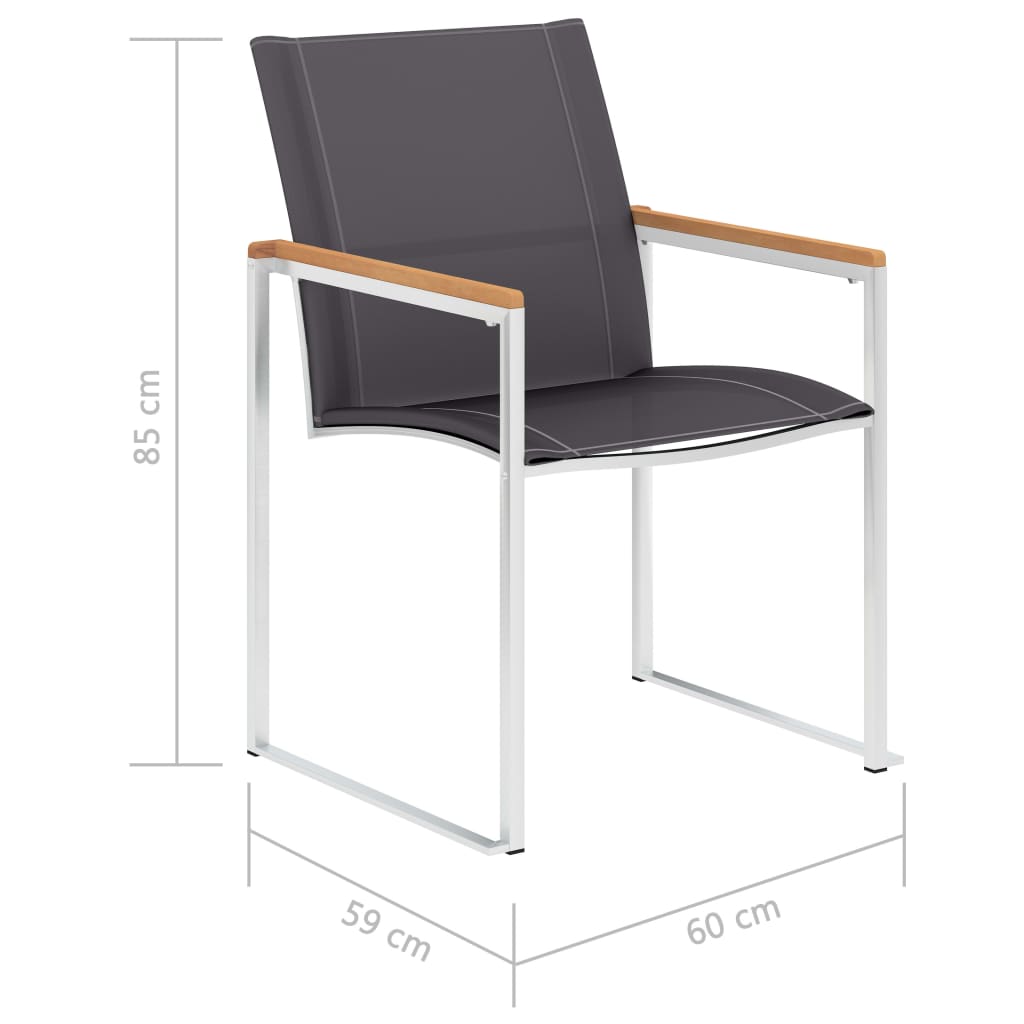46516 vidaXL Garden Chairs 4 pcs Textilene and Stainless Steel Grey