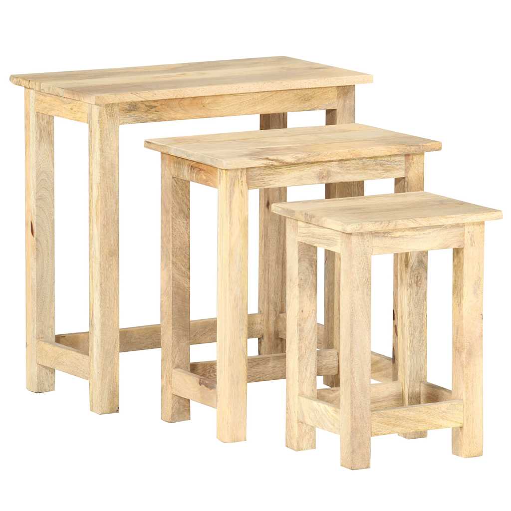 287489 vidaXL Nesting Tables 3 pcs Solid Mango Wood