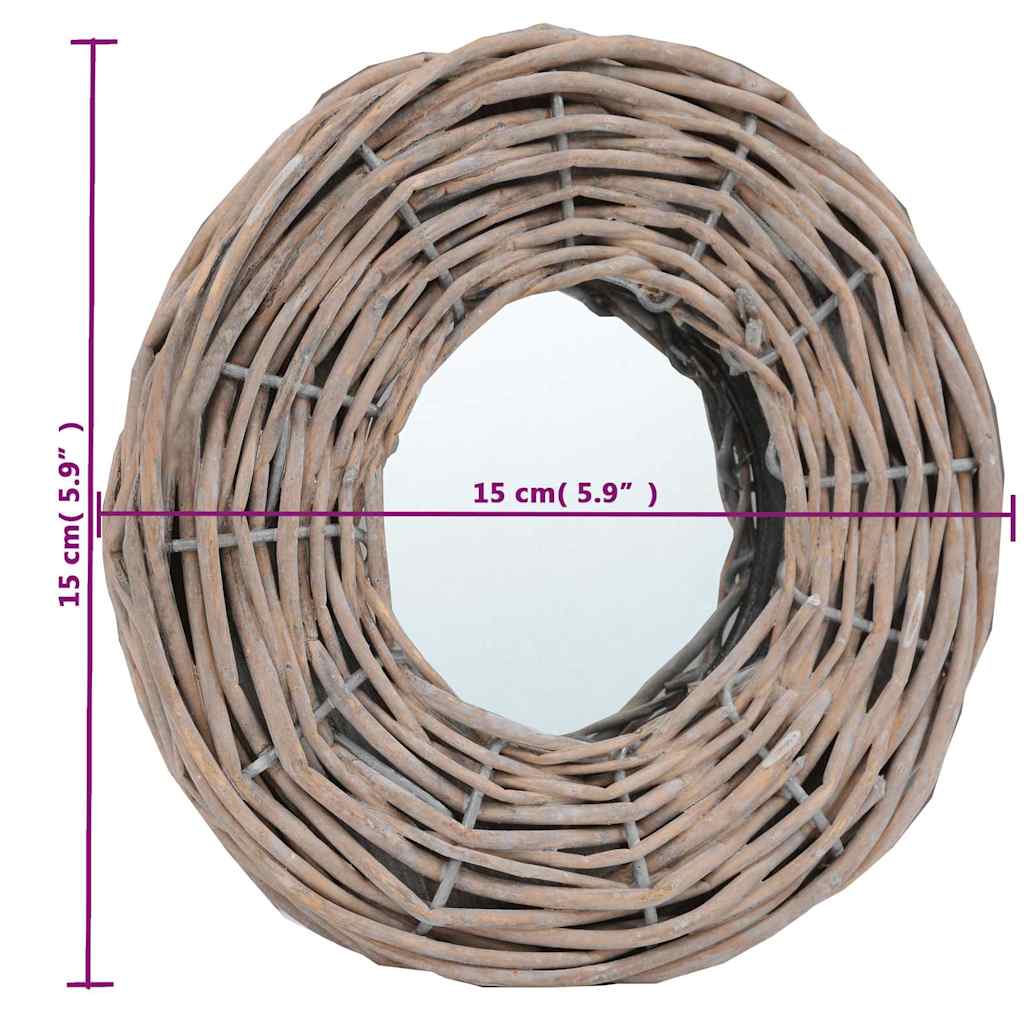 287625 vidaXL Mirrors 3 pcs 15 cm Wicker