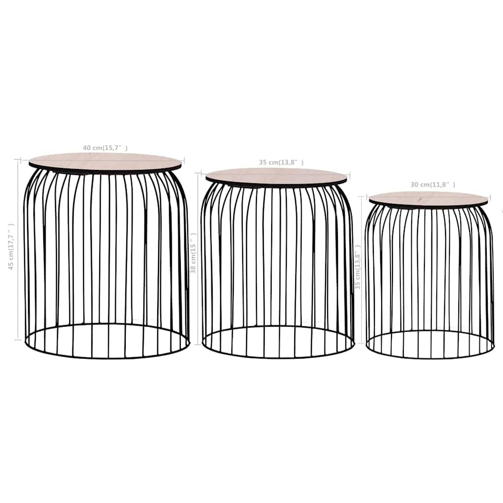 287657 vidaXL Coffee Tables 3 pcs Black