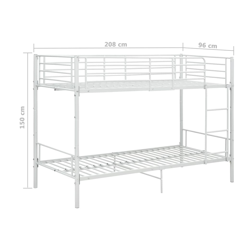 Bunk Bed | White | Metal | Twin | Sturdy | Bunk Bed | Rectangular