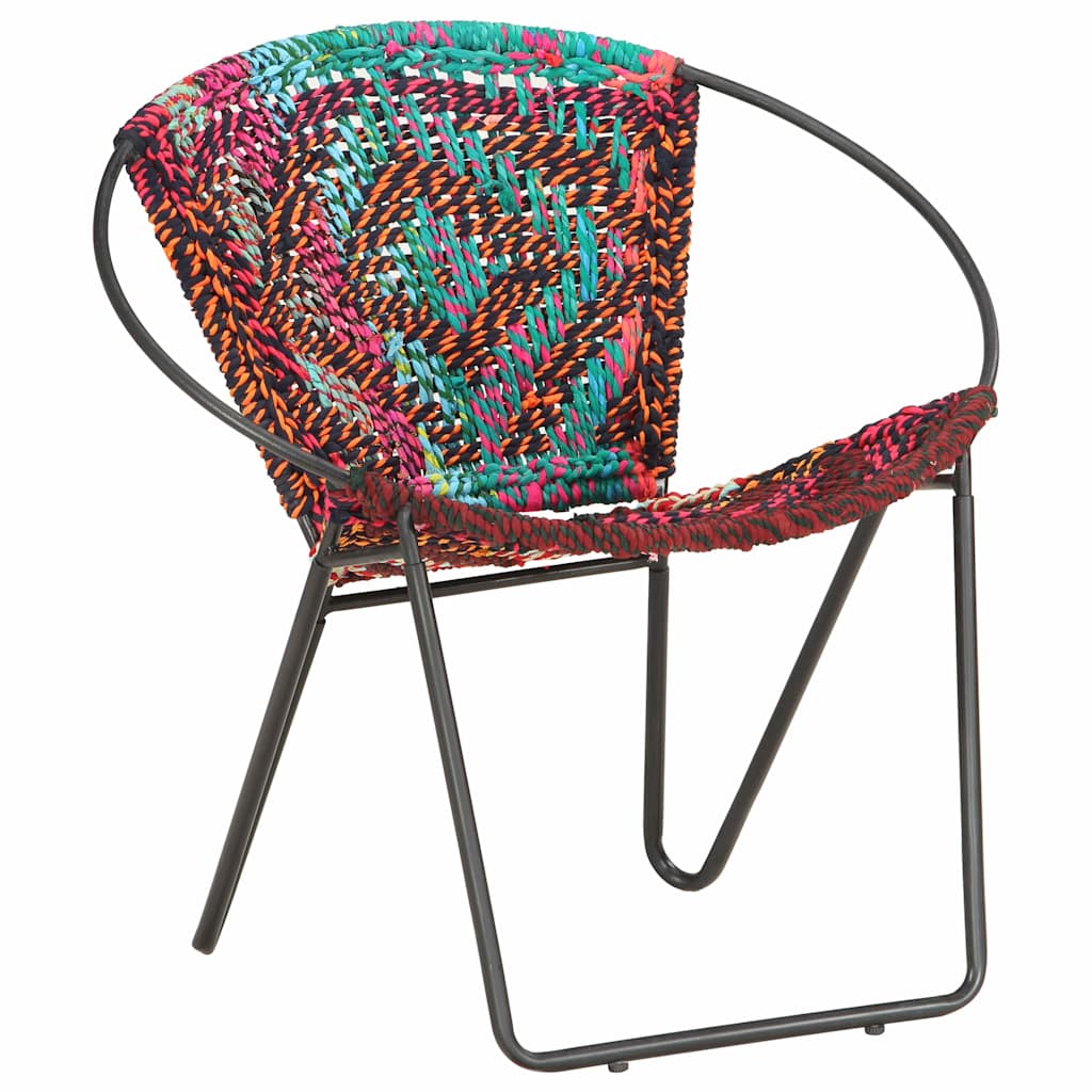 286609 vidaXL Circle Chair Multicolours Chindi Fabric