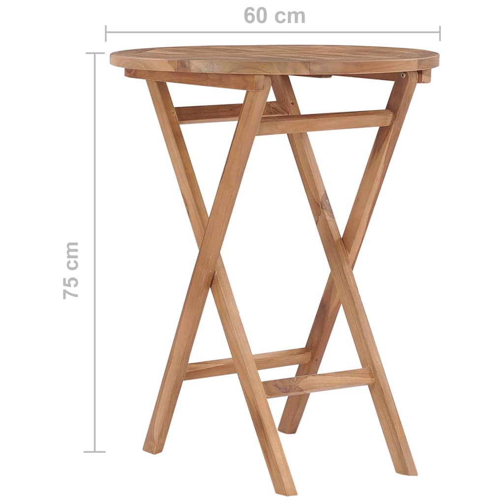 48993 vidaXL Folding Garden Table 60 cm Solid Teak Wood