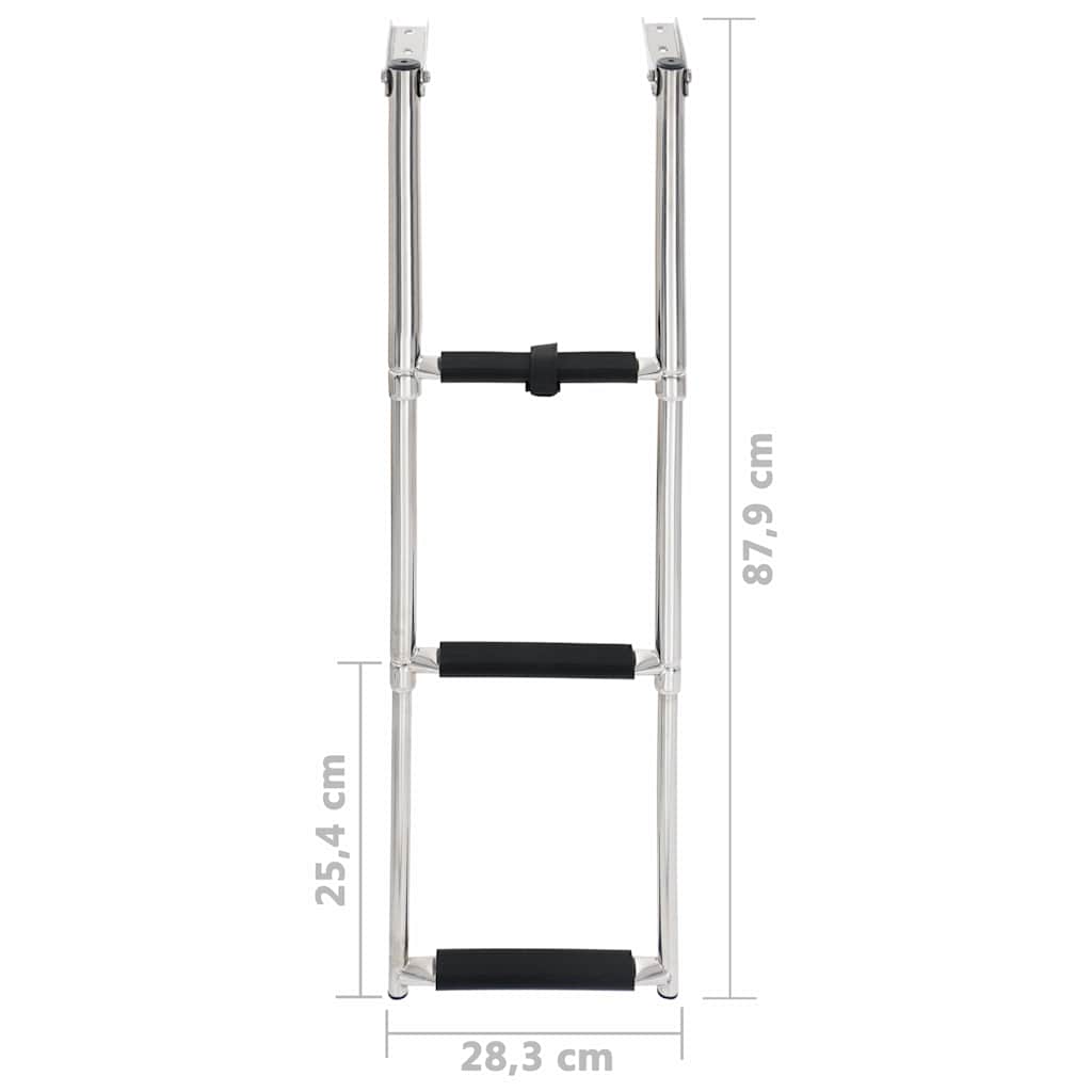 92374 vidaXL Folding Boarding Ladder 3-step Stainless Steel