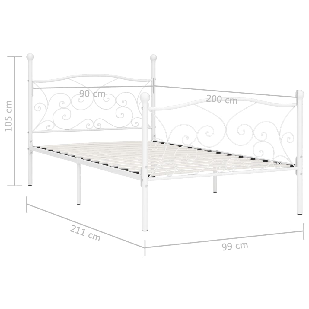 Bed Frame | White | Metal, Plywood | Single | Modern | Bed Frame