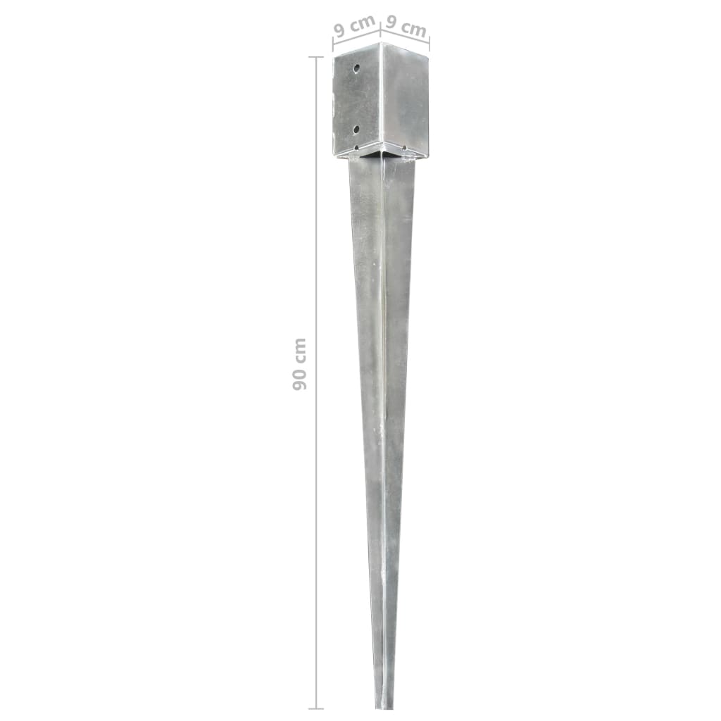 Ground Spikes 12 pcs Silver 9x9x90 cm Galvanised Steel