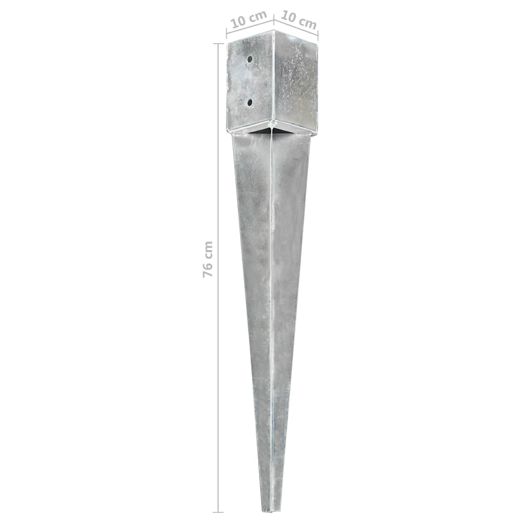 145420 vidaXL Ground Spikes 6 pcs Silver 10x10x76 cm Galvanised Steel