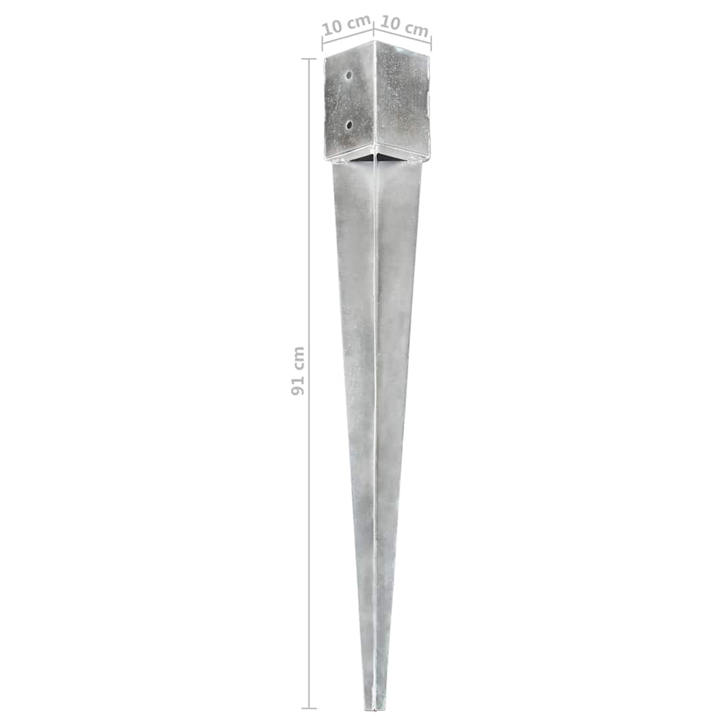 145424 vidaXL Ground Spikes 12 pcs Silver 10x10x91 cm Galvanised Steel