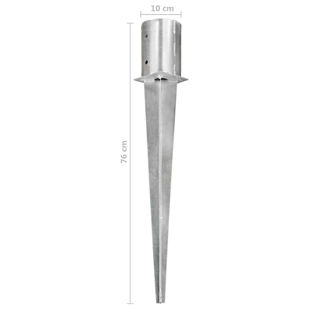 145431 vidaXL Ground Spikes 2 pcs Silver 10x76 cm Galvanised Steel