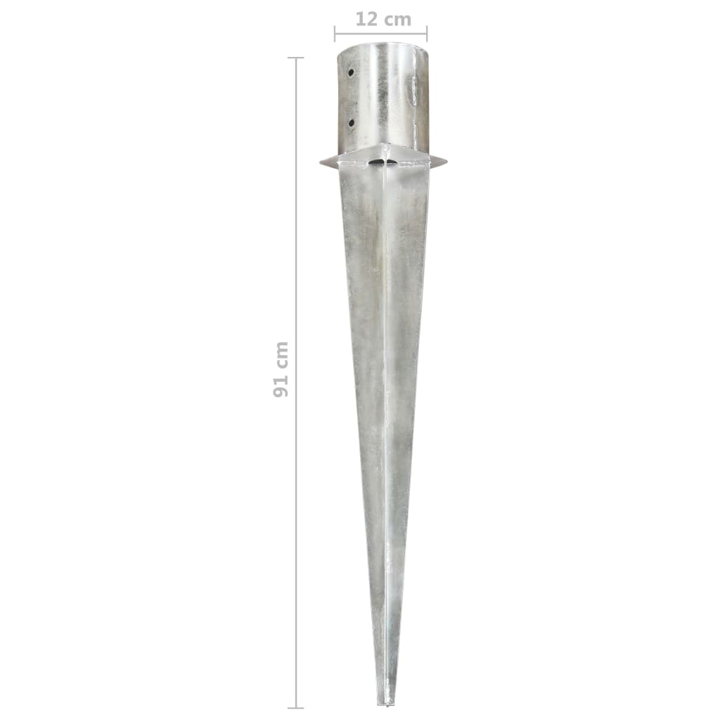 145434 vidaXL Ground Spikes 6 pcs Silver 12x91 cm Galvanised Steel