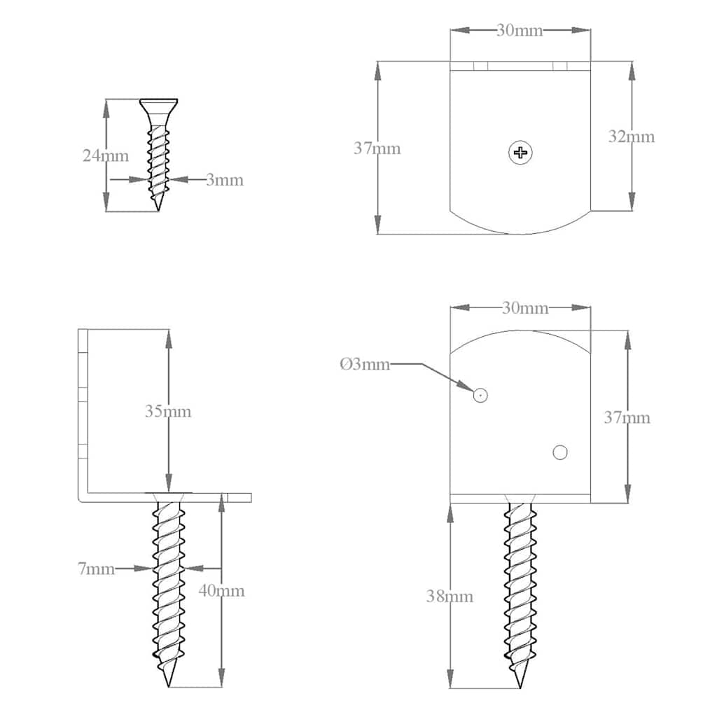 145505 vidaXL Fence Panel Brackets 24 pcs L Shaped Galvanised Metal