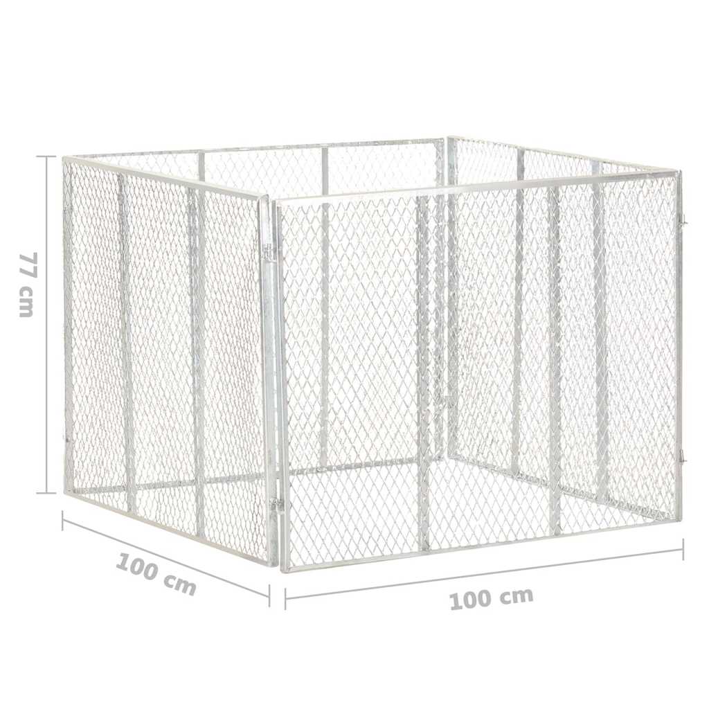 146150 vidaXL Garden Composter 100x100x77 cm Galvanised Iron