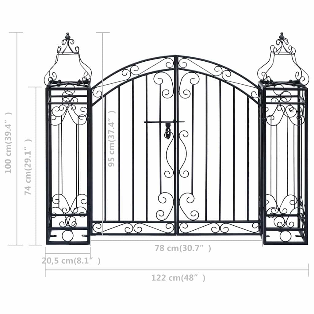 49419 vidaXL Ornamental Garden Gate Wrought Iron 122x20,5x100 cm