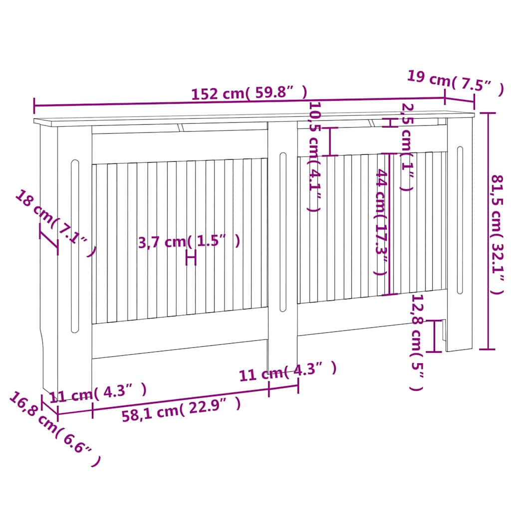 Radiator Cover Anthracite 152x19x81,5 cm Engineered Wood