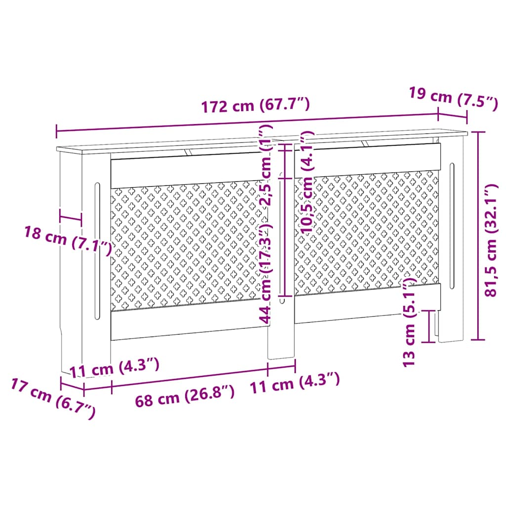 288197 vidaXL Radiator Cover Anthracite 172x19x81,5 cm MDF